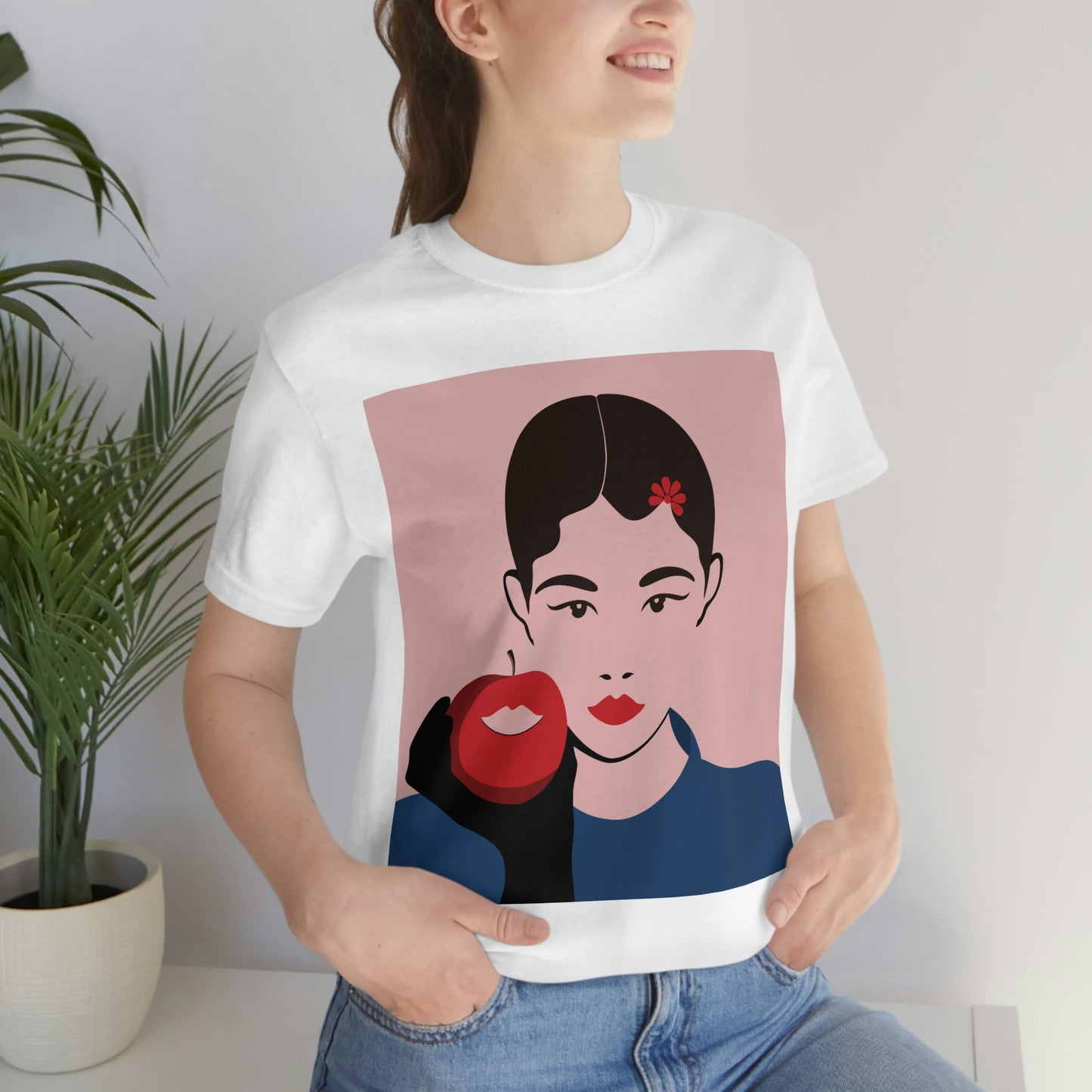 Japan Art Minimal Aesthetic Asian Woman Portrait Style Classic Unisex Jersey Short Sleeve T-Shirt Ichaku [Perfect Gifts Selection]