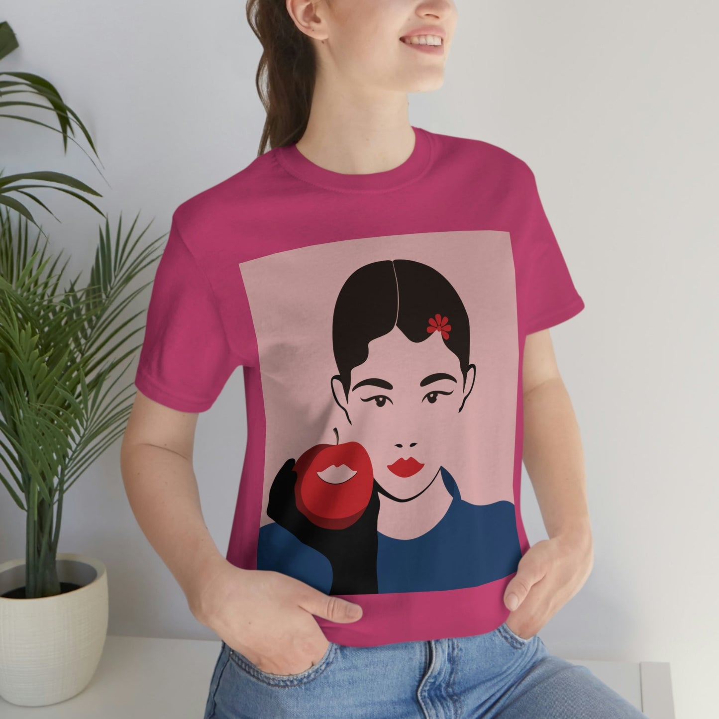 Japan Art Minimal Aesthetic Asian Woman Portrait Style Classic Unisex Jersey Short Sleeve T-Shirt Ichaku [Perfect Gifts Selection]