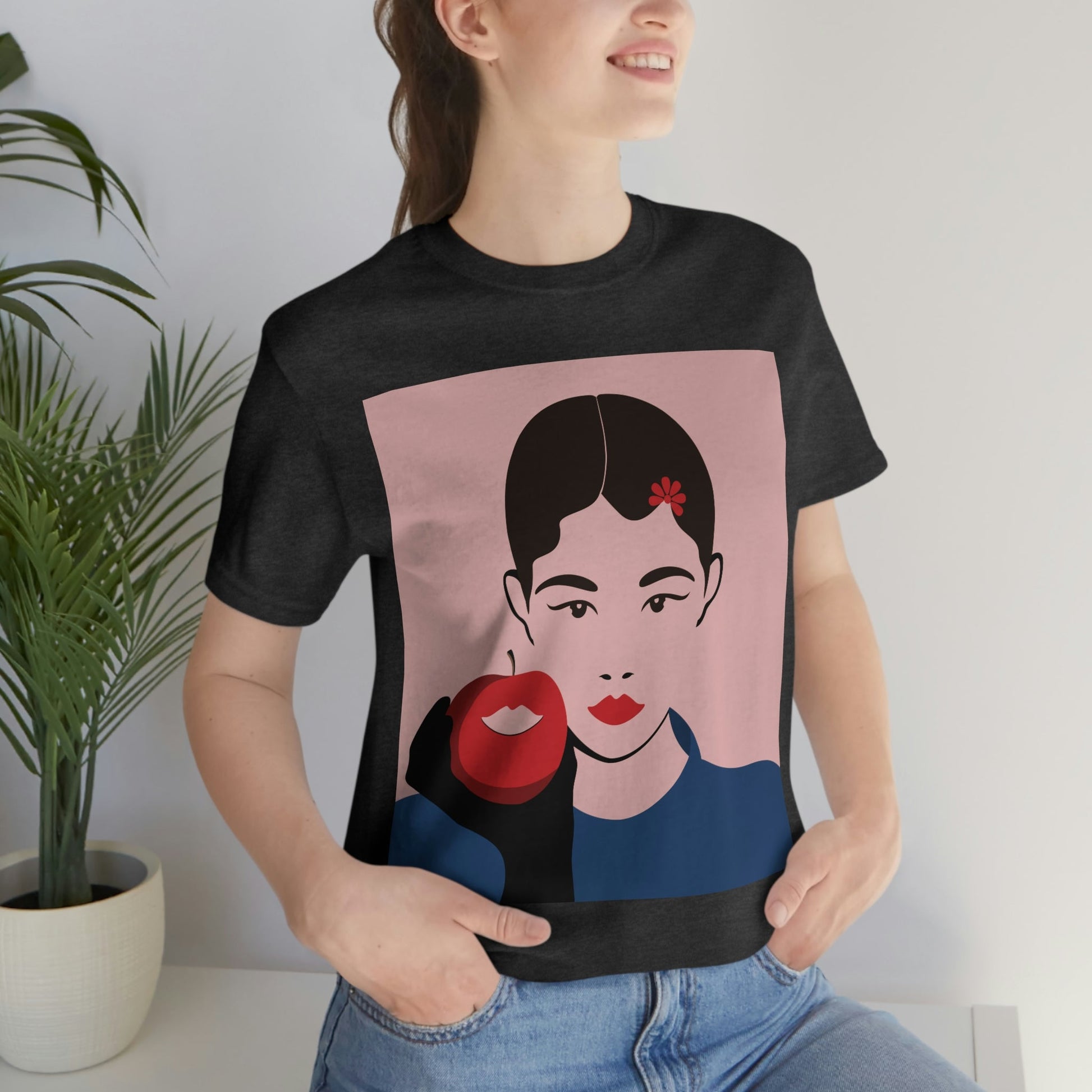 Japan Art Minimal Aesthetic Asian Woman Portrait Style Classic Unisex Jersey Short Sleeve T-Shirt Ichaku [Perfect Gifts Selection]