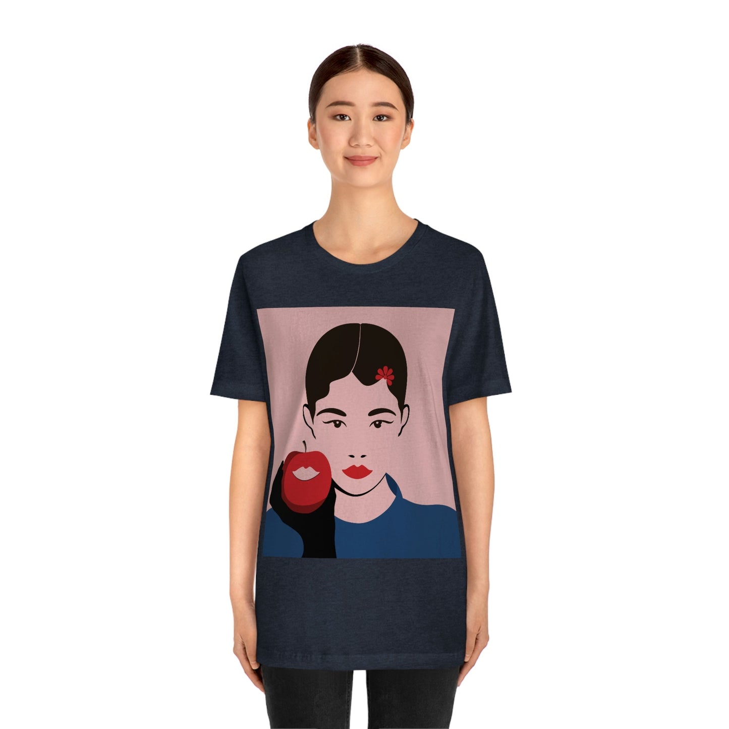 Japan Art Minimal Aesthetic Asian Woman Portrait Style Classic Unisex Jersey Short Sleeve T-Shirt Ichaku [Perfect Gifts Selection]