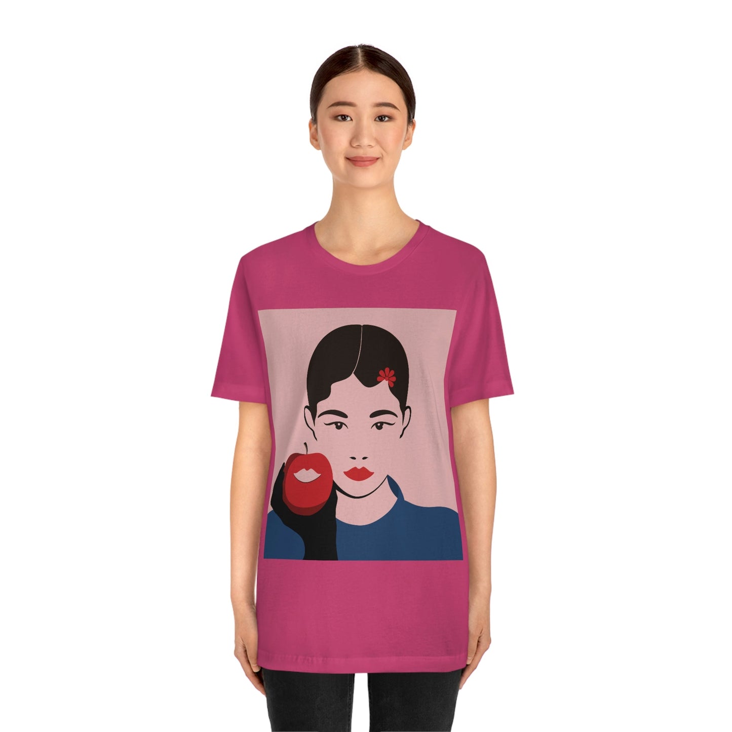 Japan Art Minimal Aesthetic Asian Woman Portrait Style Classic Unisex Jersey Short Sleeve T-Shirt Ichaku [Perfect Gifts Selection]