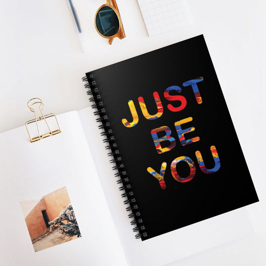 Just be you Rainbow Oil Paint Style Typography Self Confidence Spiral Notebook - Ruled Line Ichaku [Perfect Gifts Selection]
