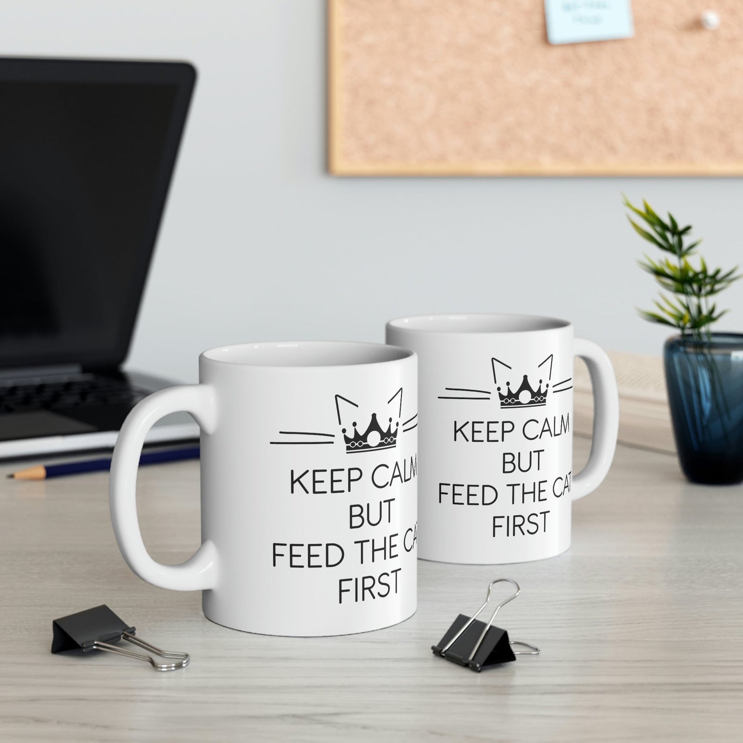 Keep Calm But Feed The Cat First Funny Cats Memes Ceramic Mug 11oz Ichaku [Perfect Gifts Selection]