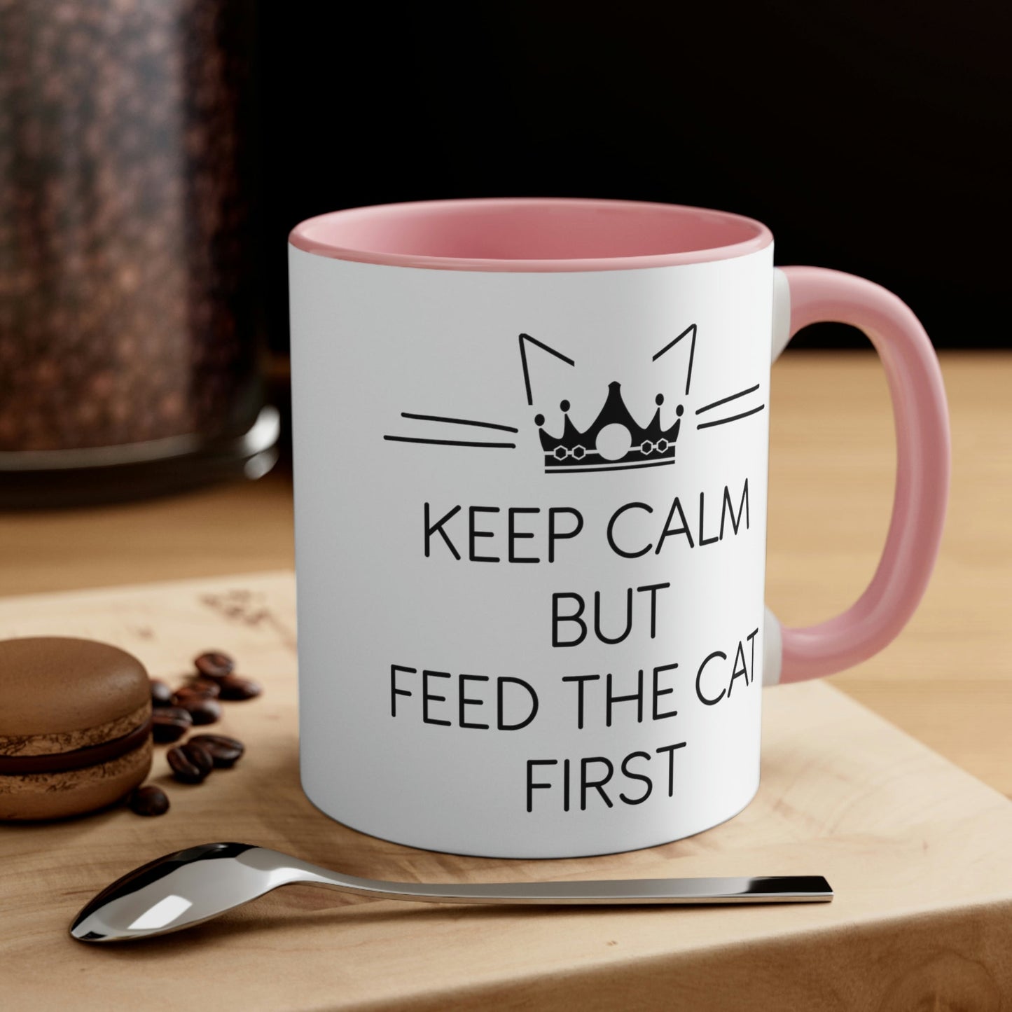 Keep Calm But Feed The Cat First Funny Cats Memes Classic Accent Coffee Mug 11oz Ichaku [Perfect Gifts Selection]