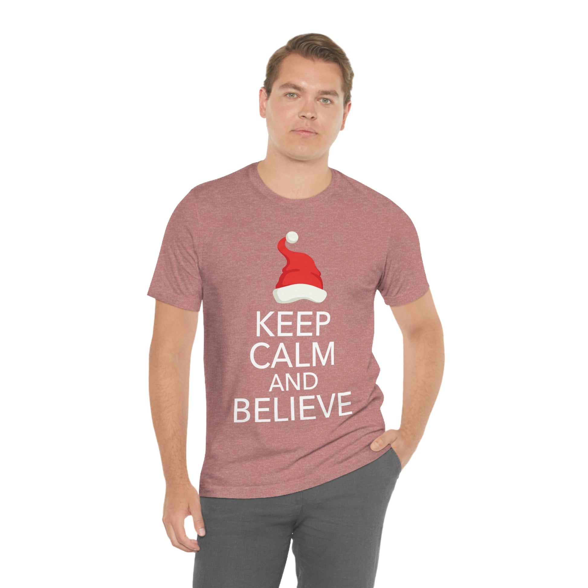 Keep Calm and Believe in Santa Funny Christmas Quotes Unisex Jersey Short Sleeve T-Shirt Ichaku [Perfect Gifts Selection]