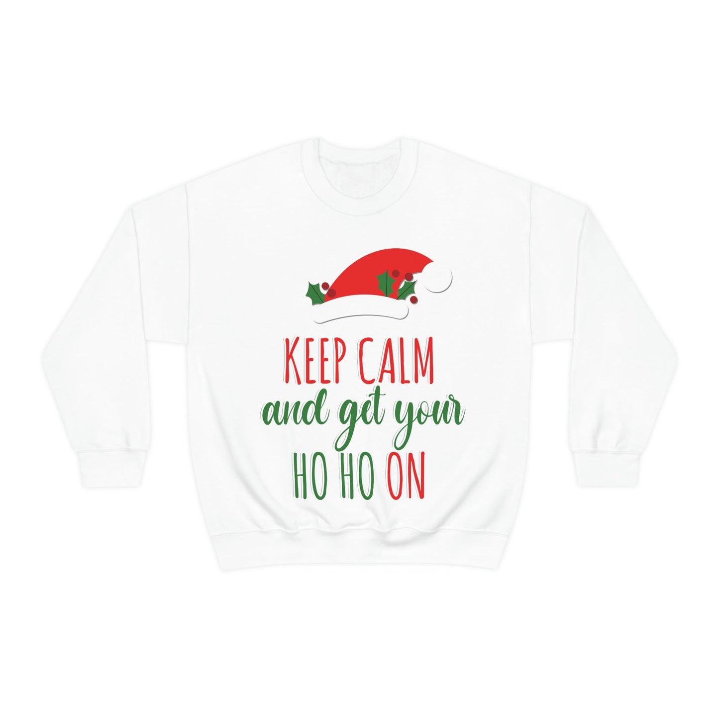 Keep Calm and Get your Ho Ho Ho ON Christmas Cute Funny Unisex Heavy Blend™ Crewneck Sweatshirt Ichaku [Perfect Gifts Selection]