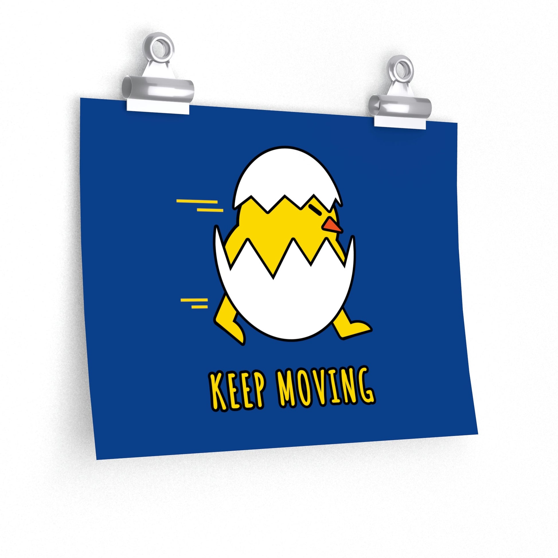 Keep Moving Never Give Up Funny Bird Chiсken Egg Mozaic Art Premium Matte Horizontal Posters Ichaku [Perfect Gifts Selection]