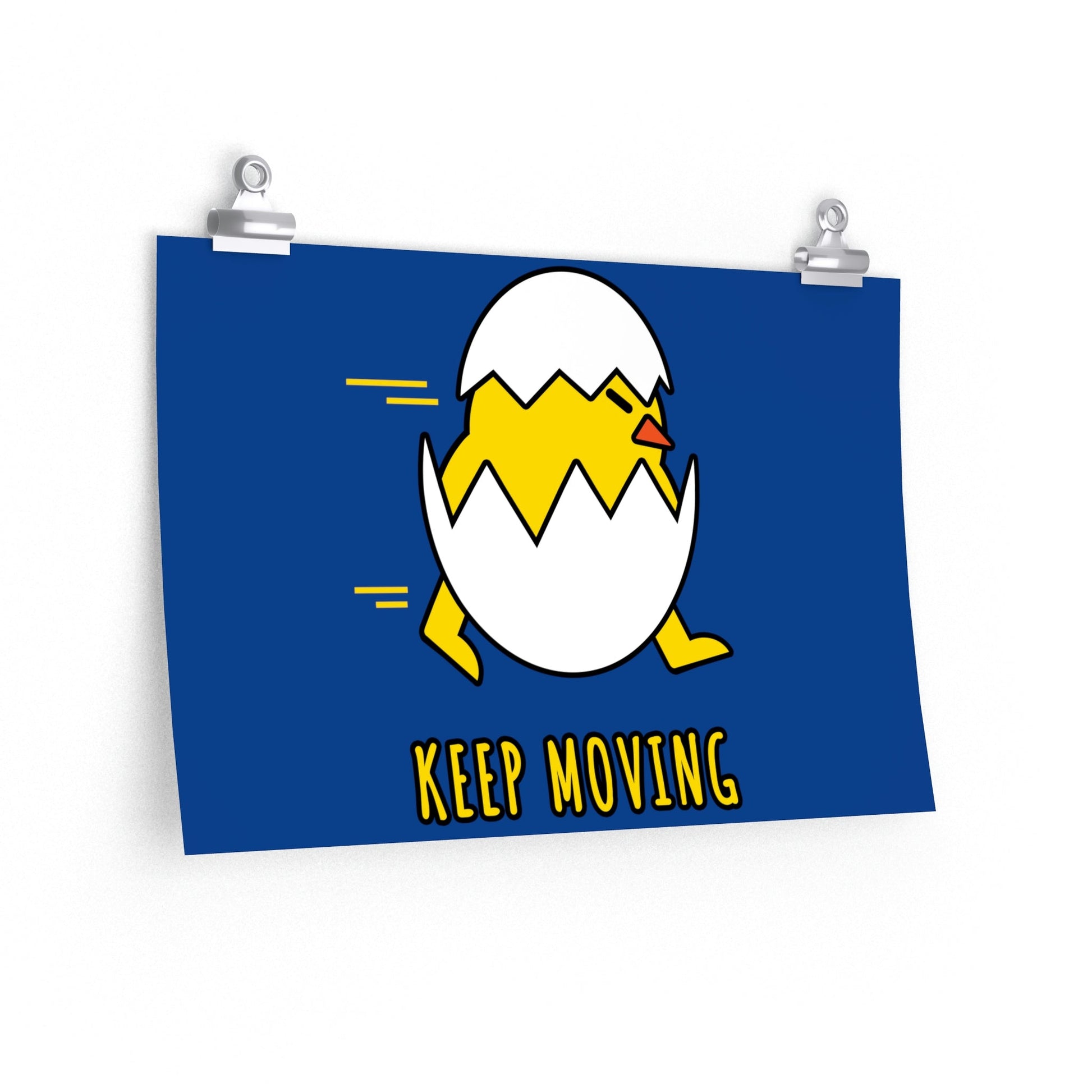 Keep Moving Never Give Up Funny Bird Chiсken Egg Mozaic Art Premium Matte Horizontal Posters Ichaku [Perfect Gifts Selection]