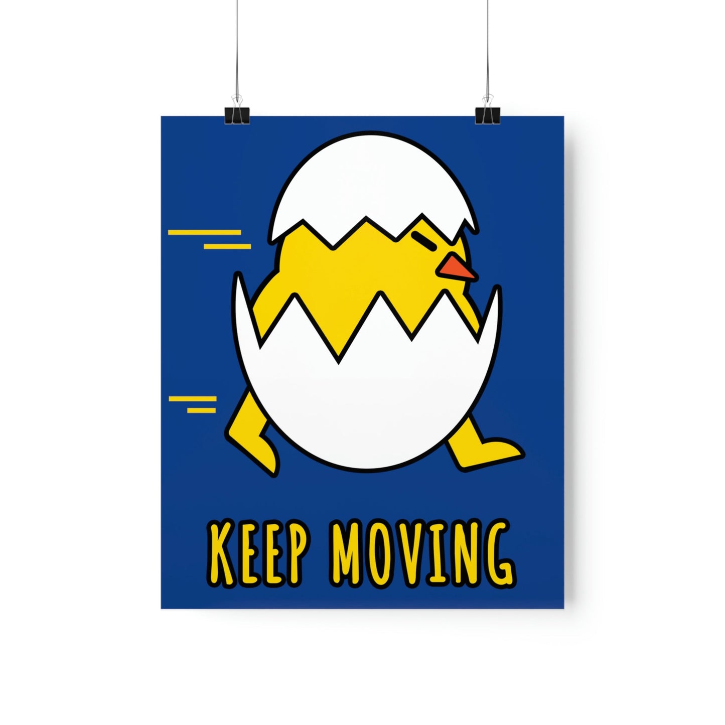 Keep Moving Never Give Up Funny Bird Chiсken Egg Mozaic Art Premium Matte Vertical Posters Ichaku [Perfect Gifts Selection]
