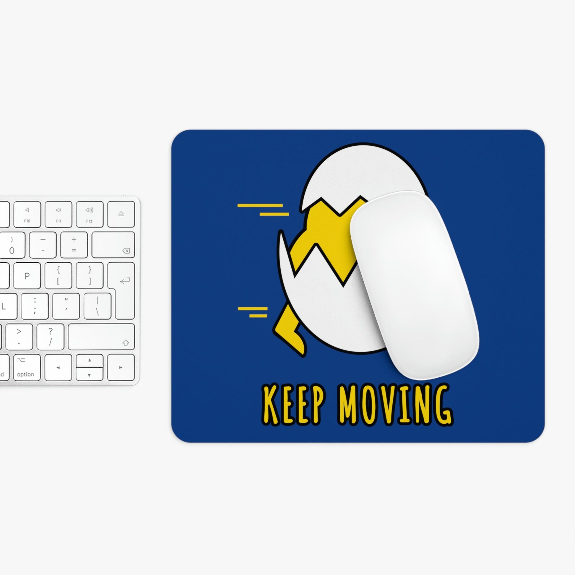 Keep Moving Never Give Up Funny Bird Chiсken Egg Mozaic Ergonomic Non-slip Creative Design Mouse Pad Ichaku [Perfect Gifts Selection]