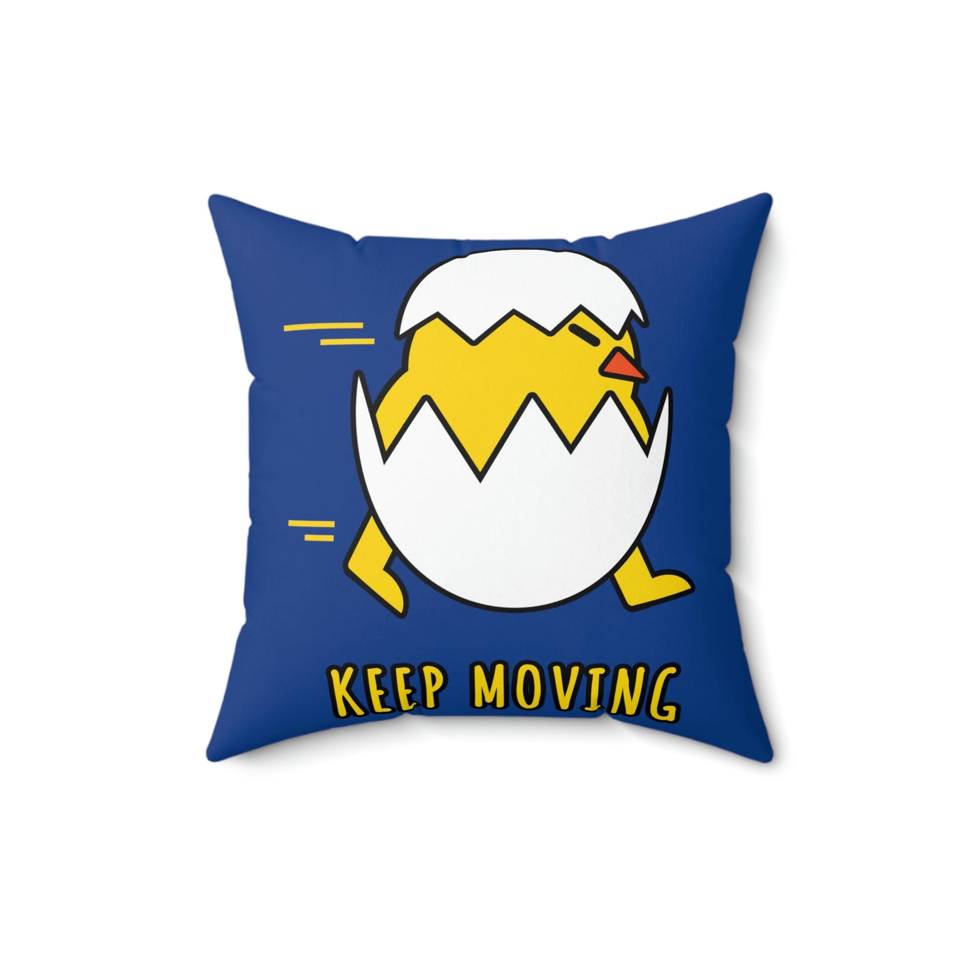 Keep Moving Never Give Up Funny Bird Chiсken Egg Mozaic Spun Polyester Square Pillow Ichaku [Perfect Gifts Selection]