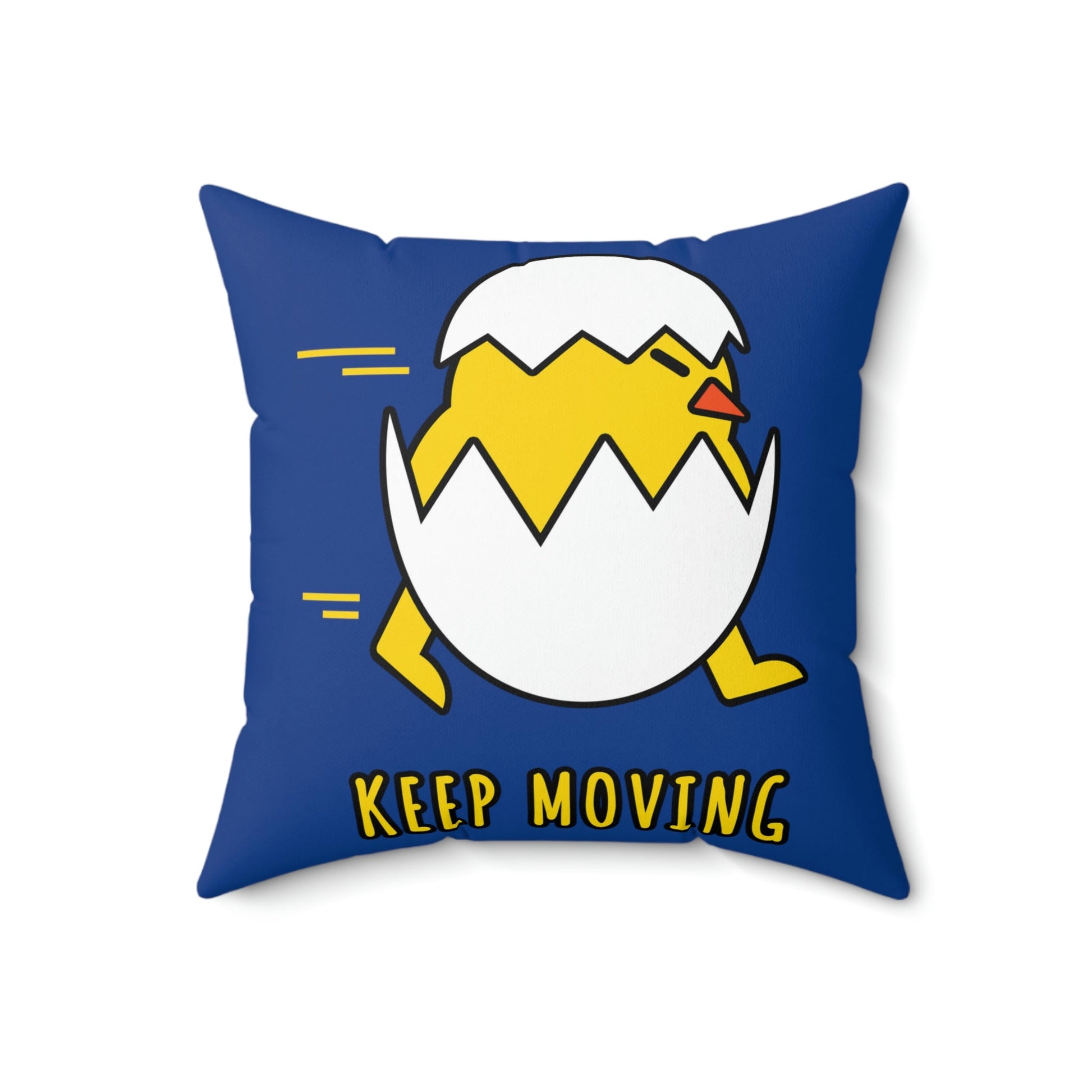 Keep Moving Never Give Up Funny Bird Chiсken Egg Mozaic Spun Polyester Square Pillow Ichaku [Perfect Gifts Selection]