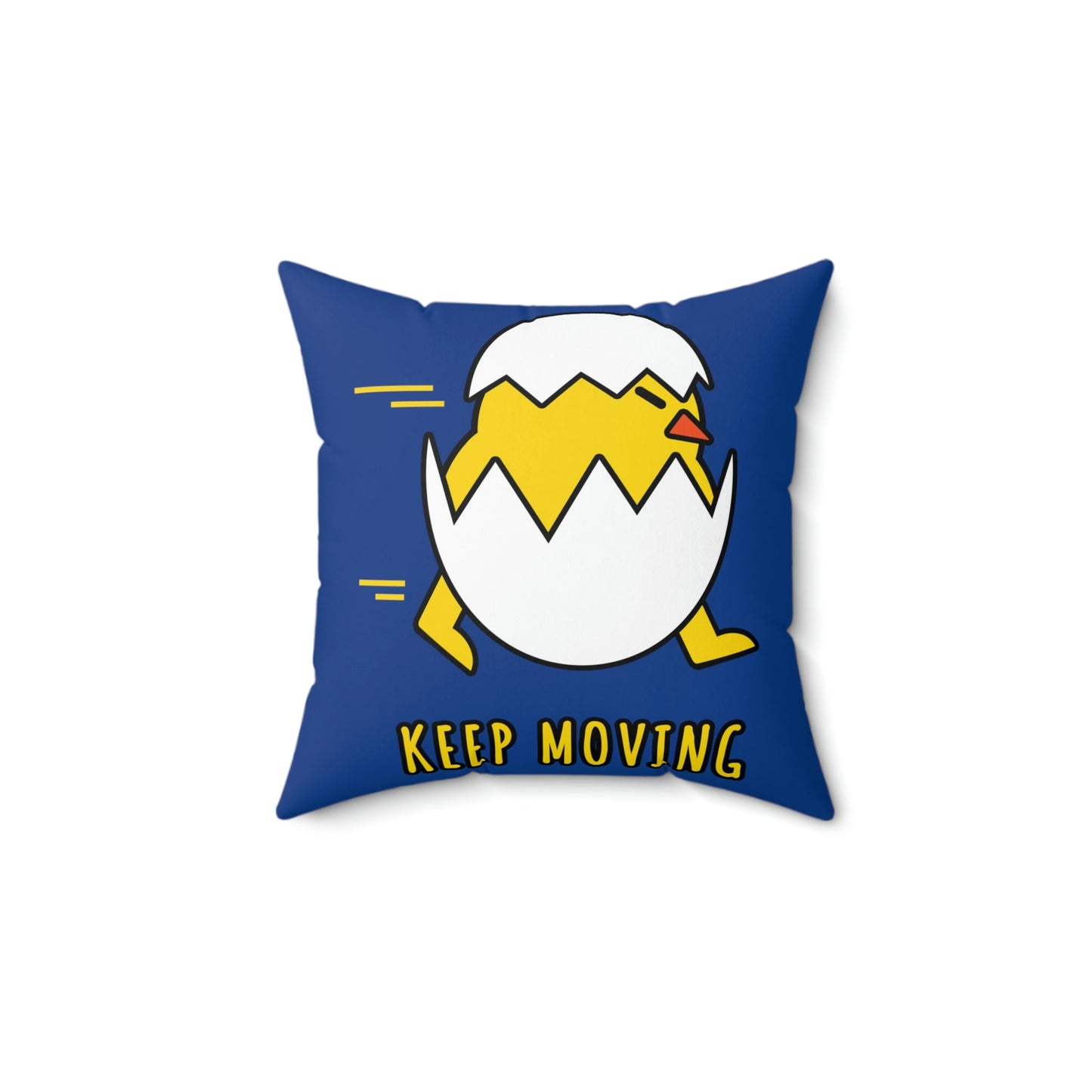 Keep Moving Never Give Up Funny Bird Chiсken Egg Mozaic Spun Polyester Square Pillow Ichaku [Perfect Gifts Selection]