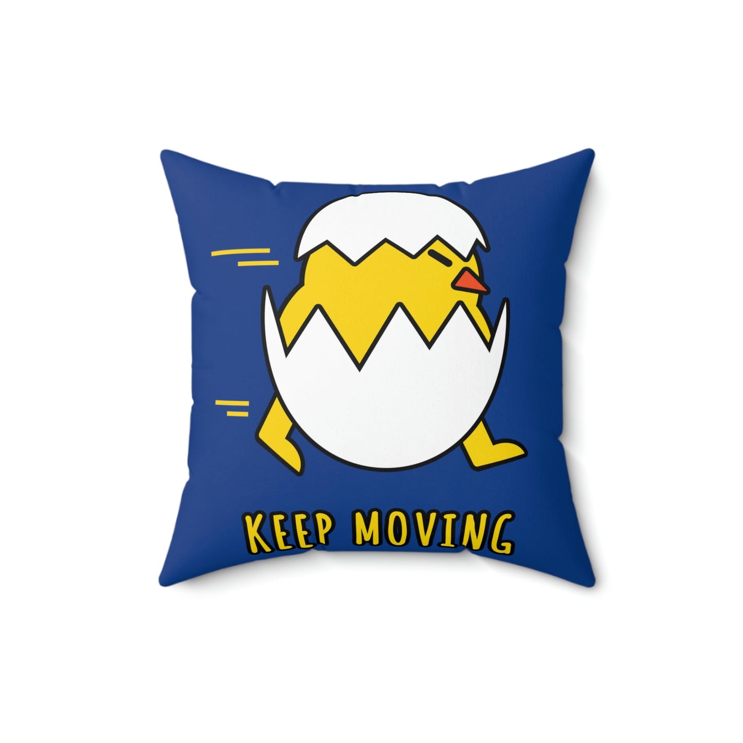 Keep Moving Never Give Up Funny Bird Chiсken Egg Mozaic Spun Polyester Square Pillow Ichaku [Perfect Gifts Selection]