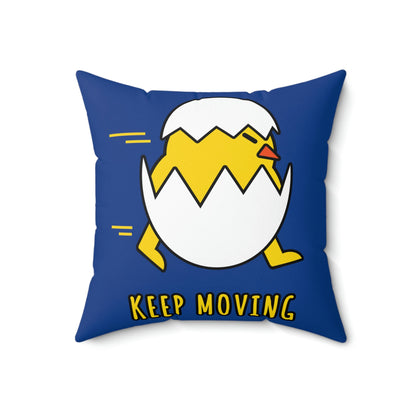 Keep Moving Never Give Up Funny Bird Chiсken Egg Mozaic Spun Polyester Square Pillow Ichaku [Perfect Gifts Selection]