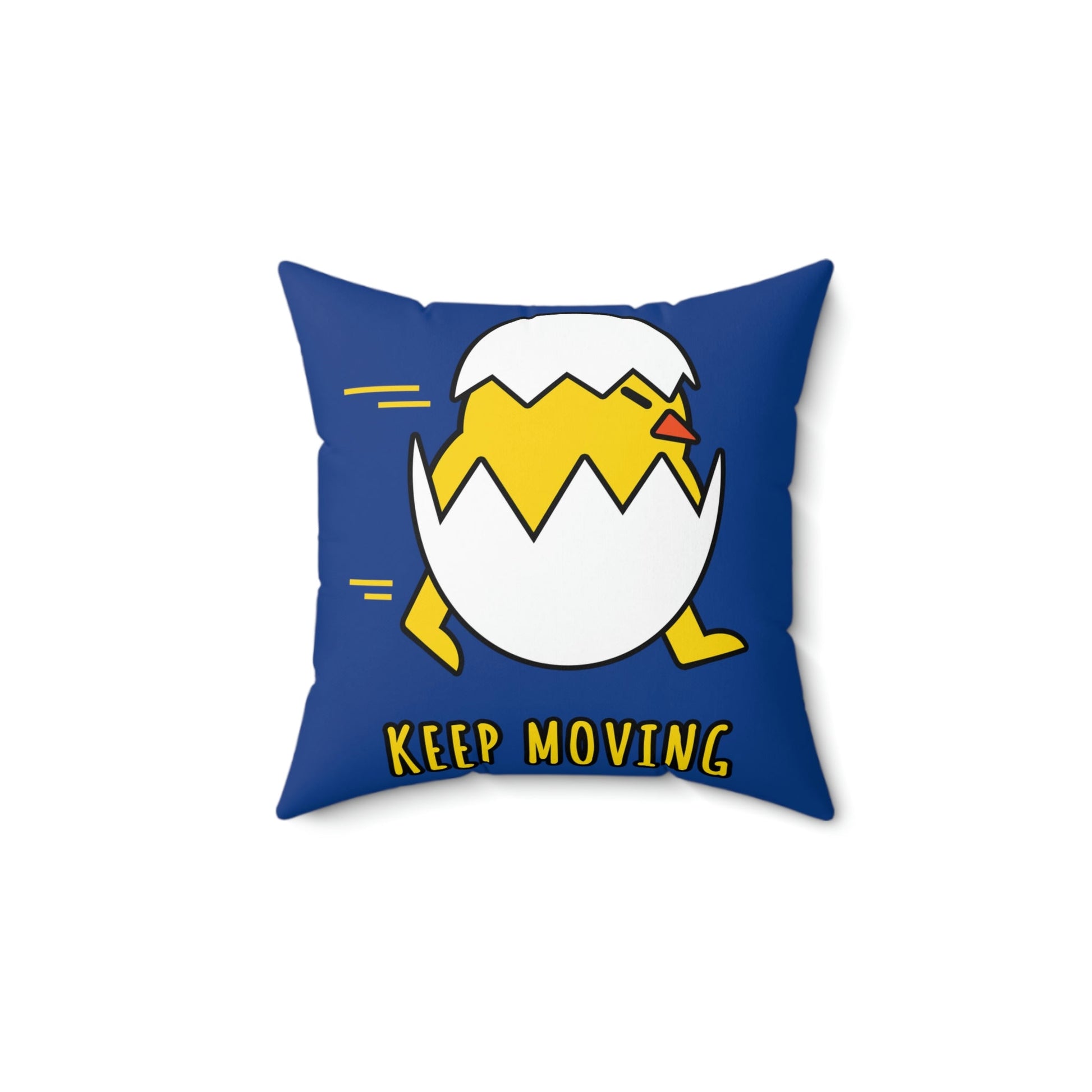 Keep Moving Never Give Up Funny Bird Chiсken Egg Mozaic Spun Polyester Square Pillow Ichaku [Perfect Gifts Selection]