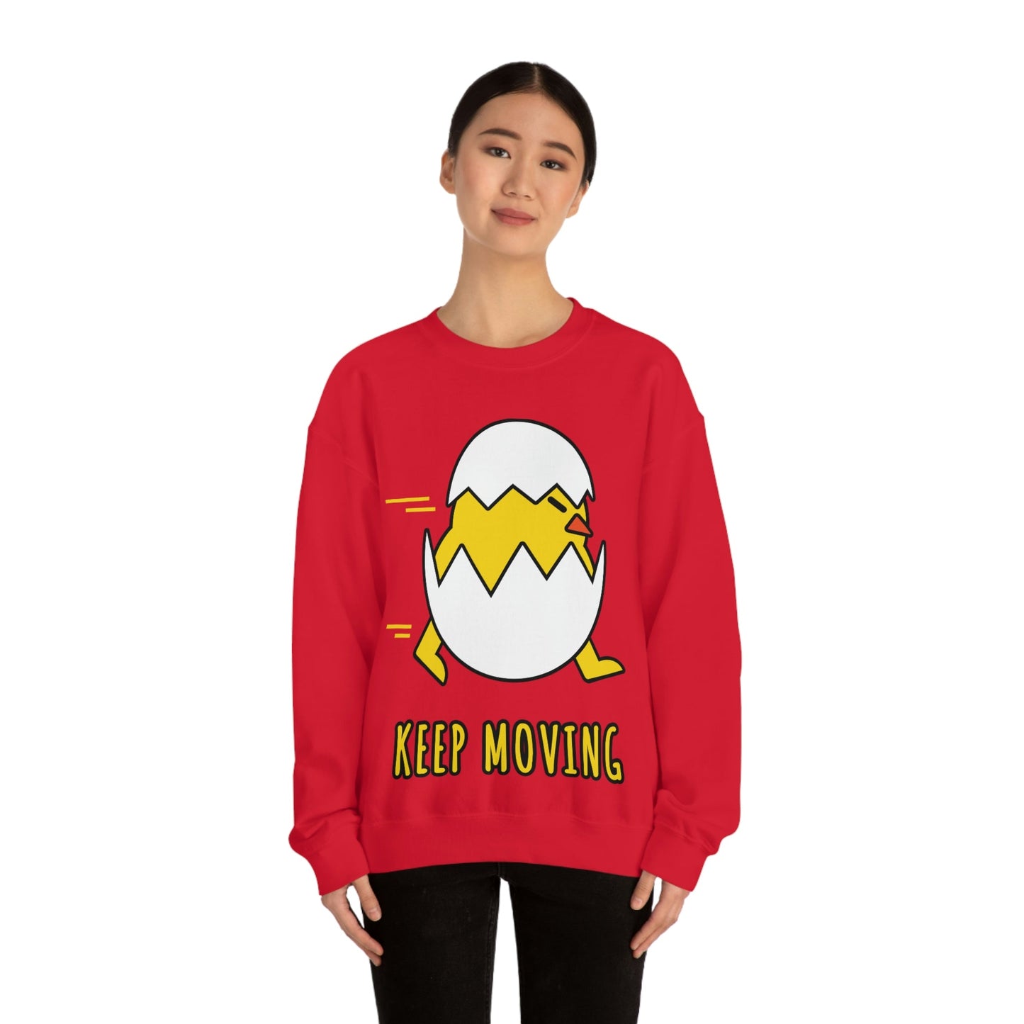 Keep Moving Never Give Up Funny Bird Chiсken Egg Mozaic Unisex Heavy Blend™ Crewneck Sweatshirt Ichaku [Perfect Gifts Selection]