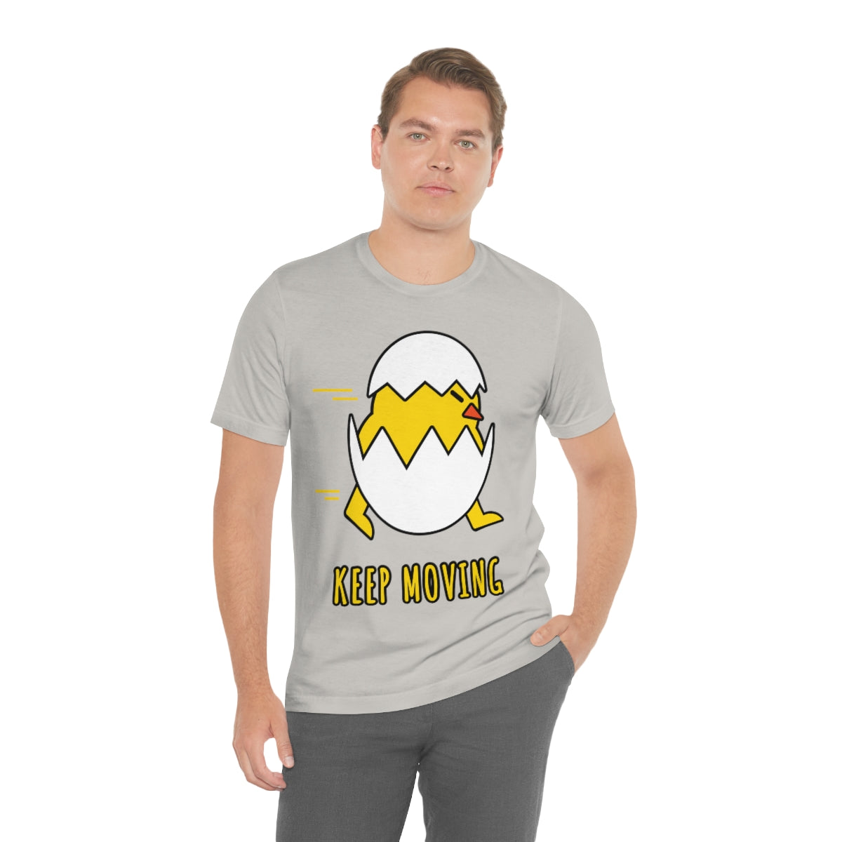 Keep Moving Never Give Up Funny Bird Chiсken Egg Mozaic Unisex Jersey Short Sleeve T-Shirt Ichaku [Perfect Gifts Selection]