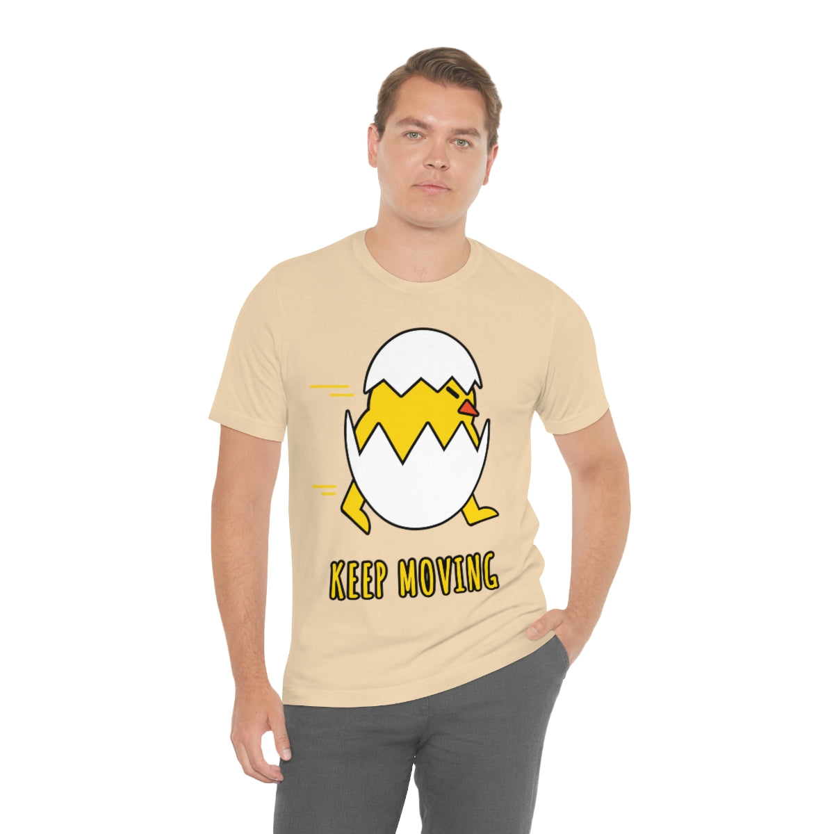 Keep Moving Never Give Up Funny Bird Chiсken Egg Mozaic Unisex Jersey Short Sleeve T-Shirt Ichaku [Perfect Gifts Selection]