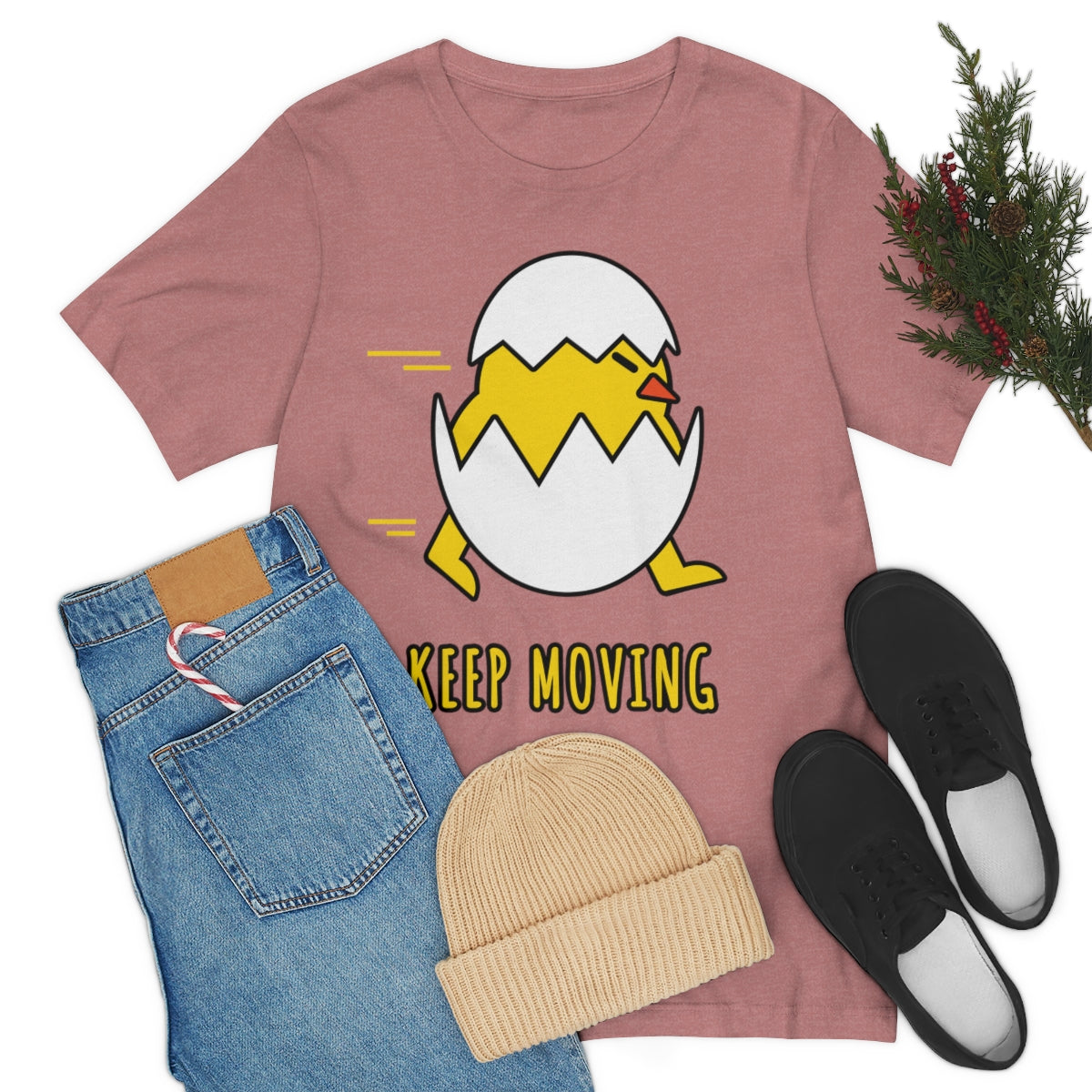 Keep Moving Never Give Up Funny Bird Chiсken Egg Mozaic Unisex Jersey Short Sleeve T-Shirt Ichaku [Perfect Gifts Selection]