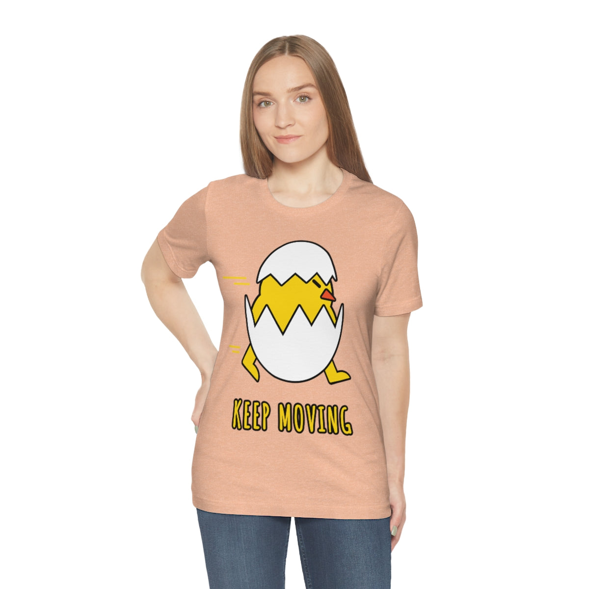 Keep Moving Never Give Up Funny Bird Chiсken Egg Mozaic Unisex Jersey Short Sleeve T-Shirt Ichaku [Perfect Gifts Selection]