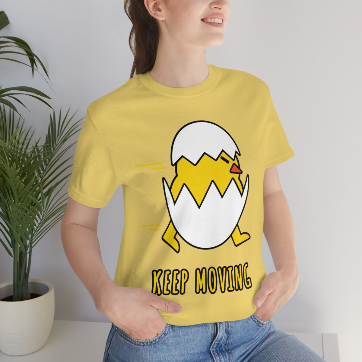 Keep Moving Never Give Up Funny Bird Chiсken Egg Mozaic Unisex Jersey Short Sleeve T-Shirt Ichaku [Perfect Gifts Selection]