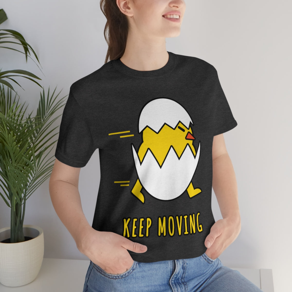 Keep Moving Never Give Up Funny Bird Chiсken Egg Mozaic Unisex Jersey Short Sleeve T-Shirt Ichaku [Perfect Gifts Selection]