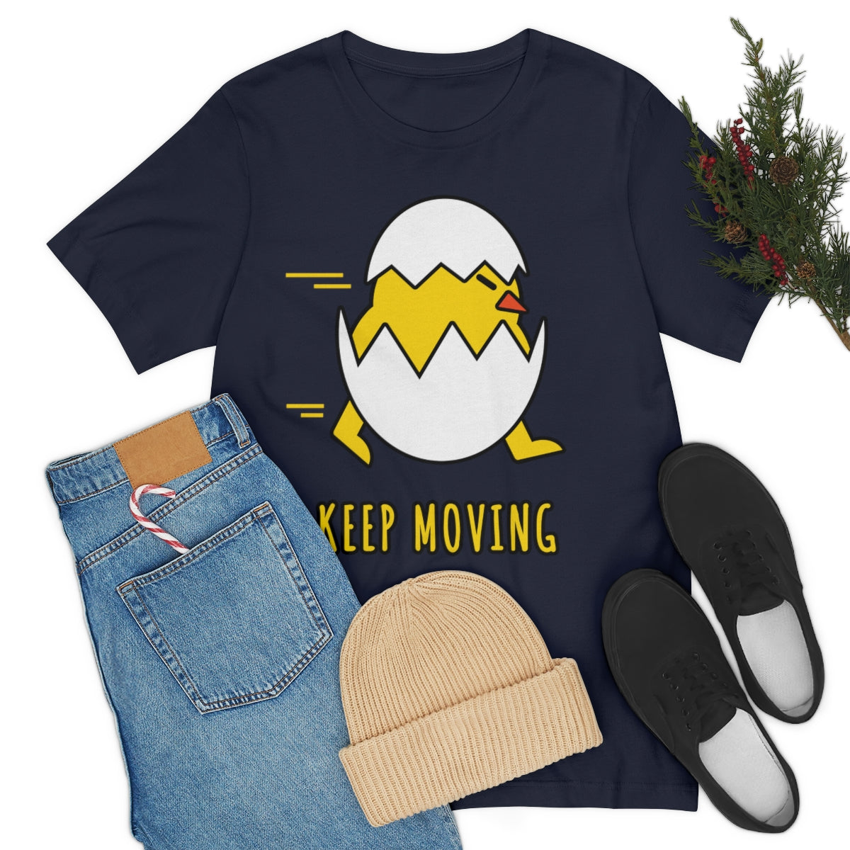 Keep Moving Never Give Up Funny Bird Chiсken Egg Mozaic Unisex Jersey Short Sleeve T-Shirt Ichaku [Perfect Gifts Selection]