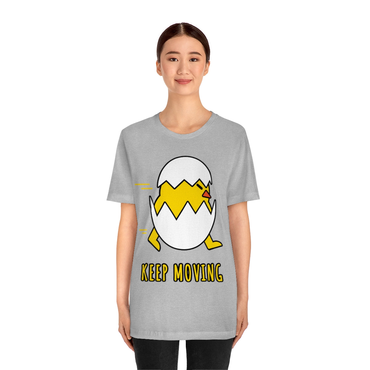 Keep Moving Never Give Up Funny Bird Chiсken Egg Mozaic Unisex Jersey Short Sleeve T-Shirt Ichaku [Perfect Gifts Selection]
