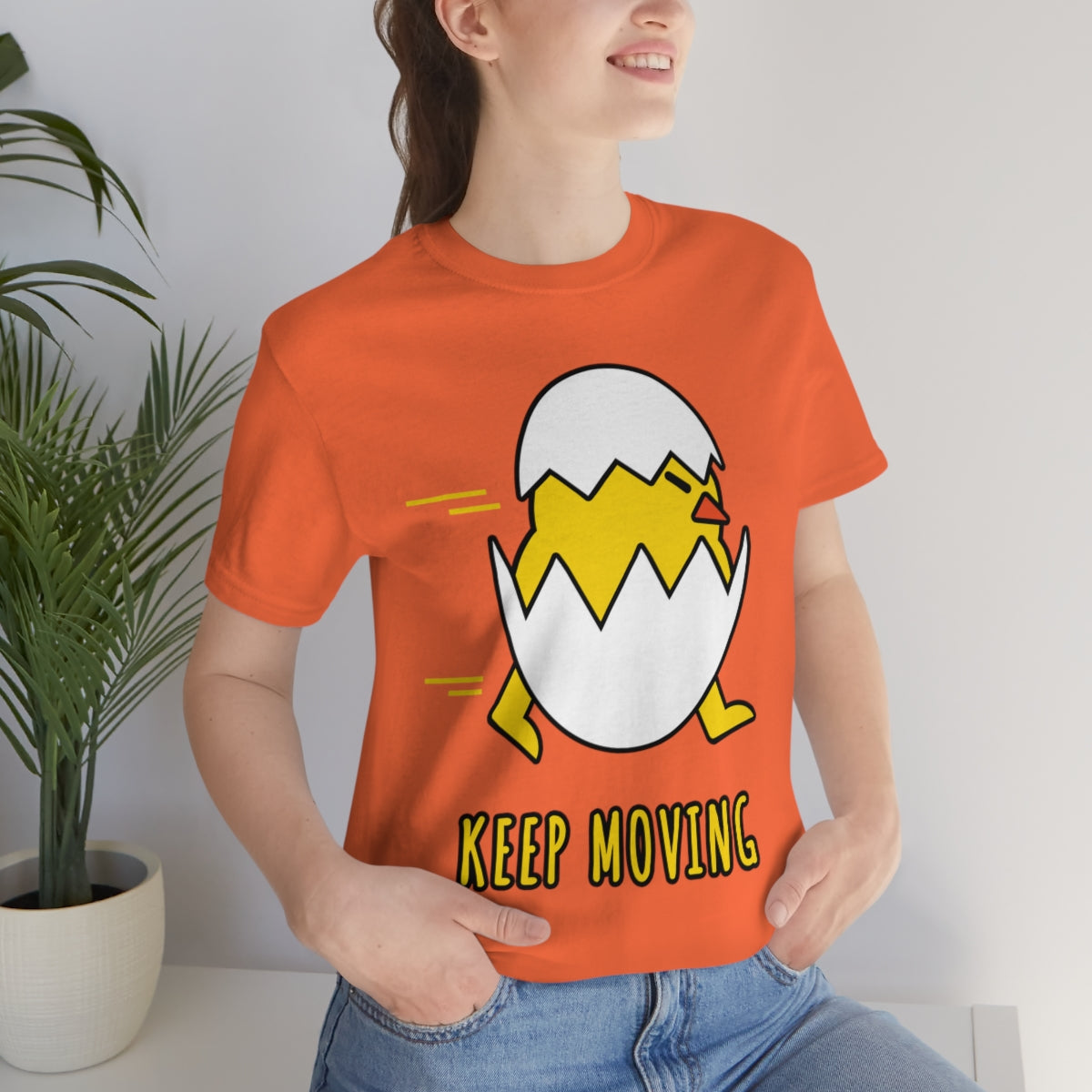 Keep Moving Never Give Up Funny Bird Chiсken Egg Mozaic Unisex Jersey Short Sleeve T-Shirt Ichaku [Perfect Gifts Selection]