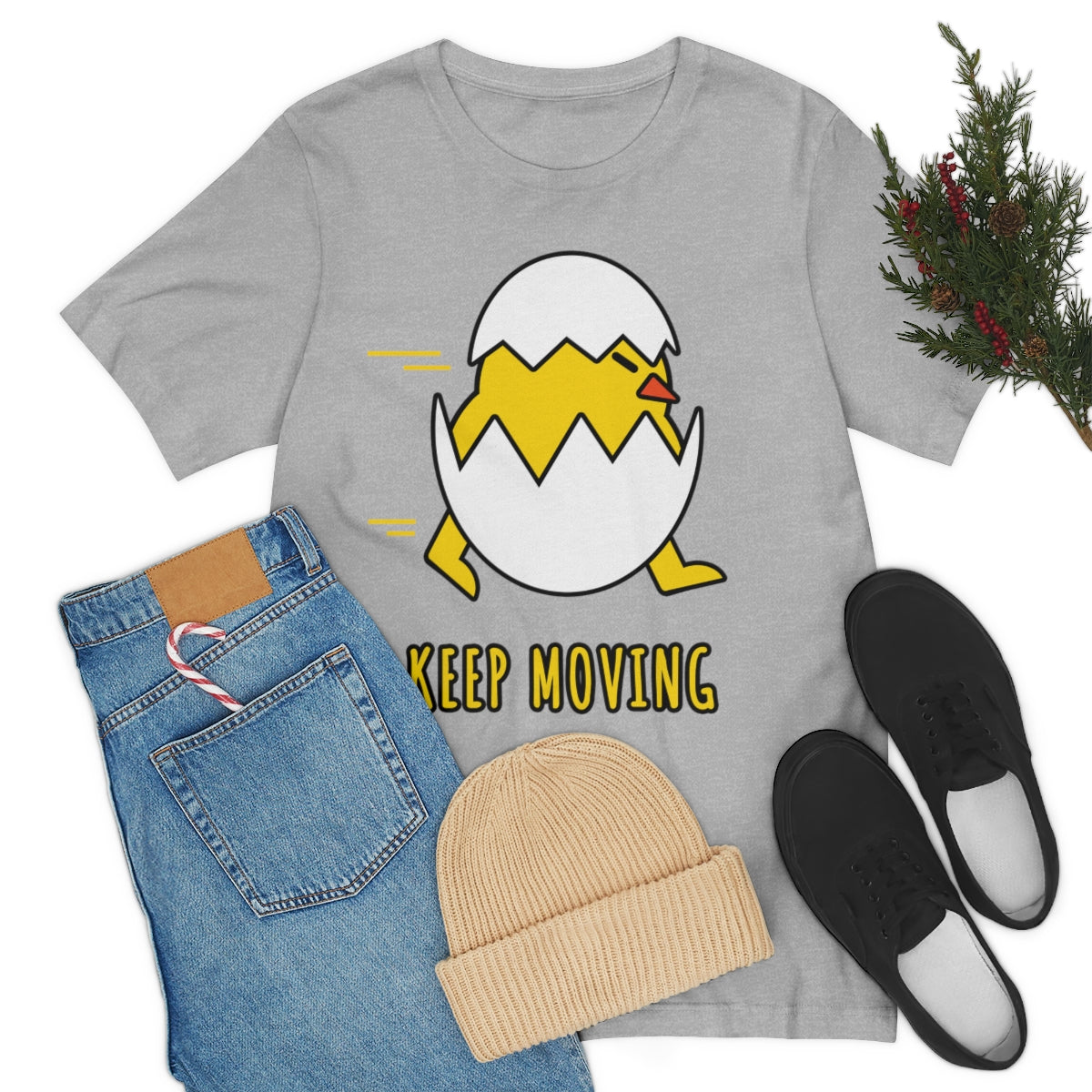 Keep Moving Never Give Up Funny Bird Chiсken Egg Mozaic Unisex Jersey Short Sleeve T-Shirt Ichaku [Perfect Gifts Selection]