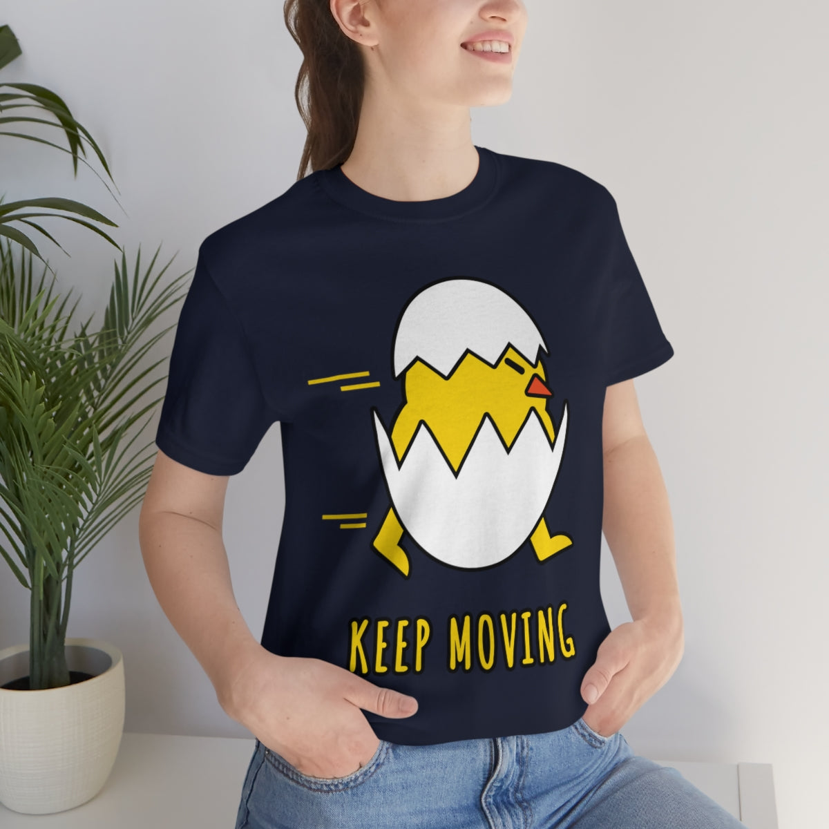 Keep Moving Never Give Up Funny Bird Chiсken Egg Mozaic Unisex Jersey Short Sleeve T-Shirt Ichaku [Perfect Gifts Selection]