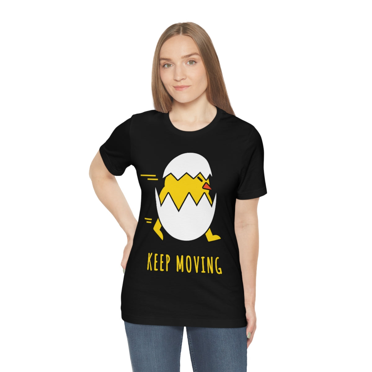 Keep Moving Never Give Up Funny Bird Chiсken Egg Mozaic Unisex Jersey Short Sleeve T-Shirt Ichaku [Perfect Gifts Selection]