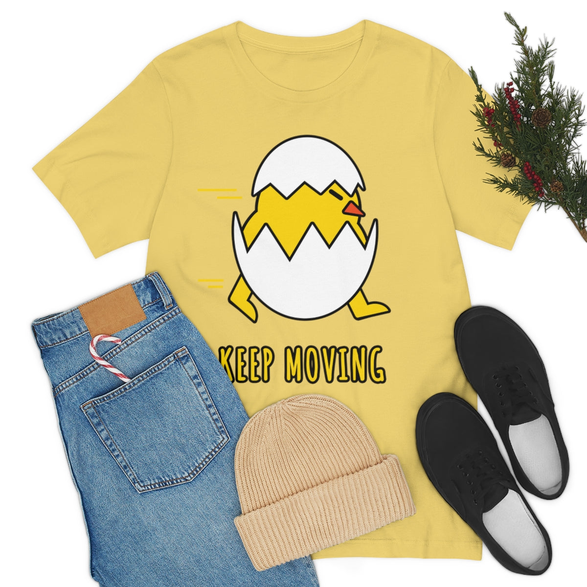 Keep Moving Never Give Up Funny Bird Chiсken Egg Mozaic Unisex Jersey Short Sleeve T-Shirt Ichaku [Perfect Gifts Selection]