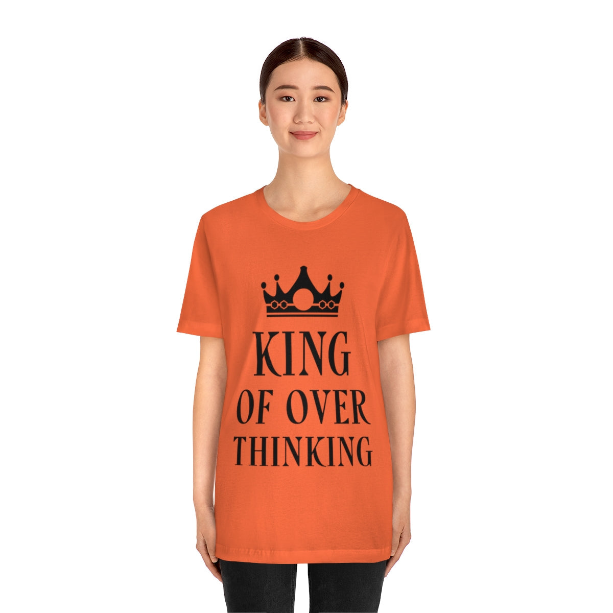 King of Overthinking Empowering Quotes Black Text Unisex Jersey Short Sleeve T-Shirt Ichaku [Perfect Gifts Selection]