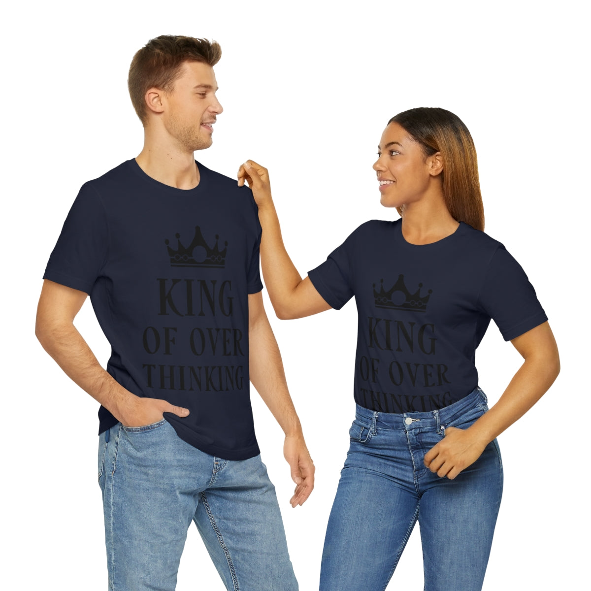 King of Overthinking Empowering Quotes Black Text Unisex Jersey Short Sleeve T-Shirt Ichaku [Perfect Gifts Selection]