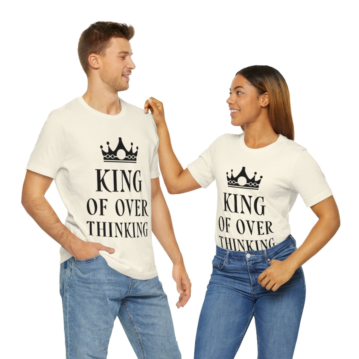 King of Overthinking Empowering Quotes Black Text Unisex Jersey Short Sleeve T-Shirt Ichaku [Perfect Gifts Selection]