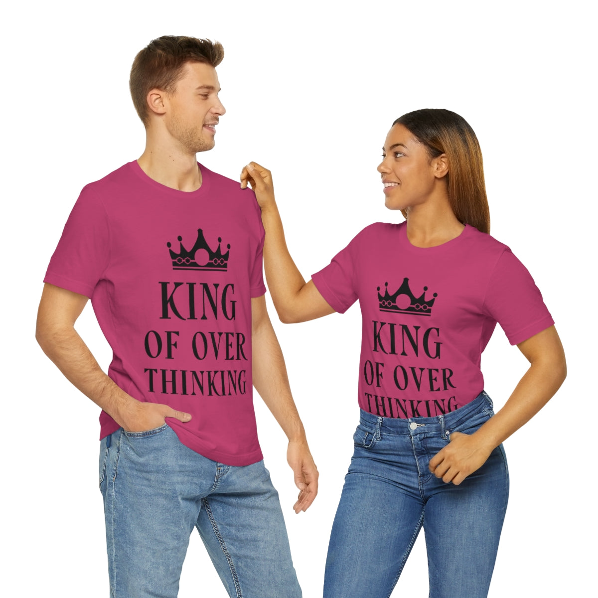 King of Overthinking Empowering Quotes Black Text Unisex Jersey Short Sleeve T-Shirt Ichaku [Perfect Gifts Selection]