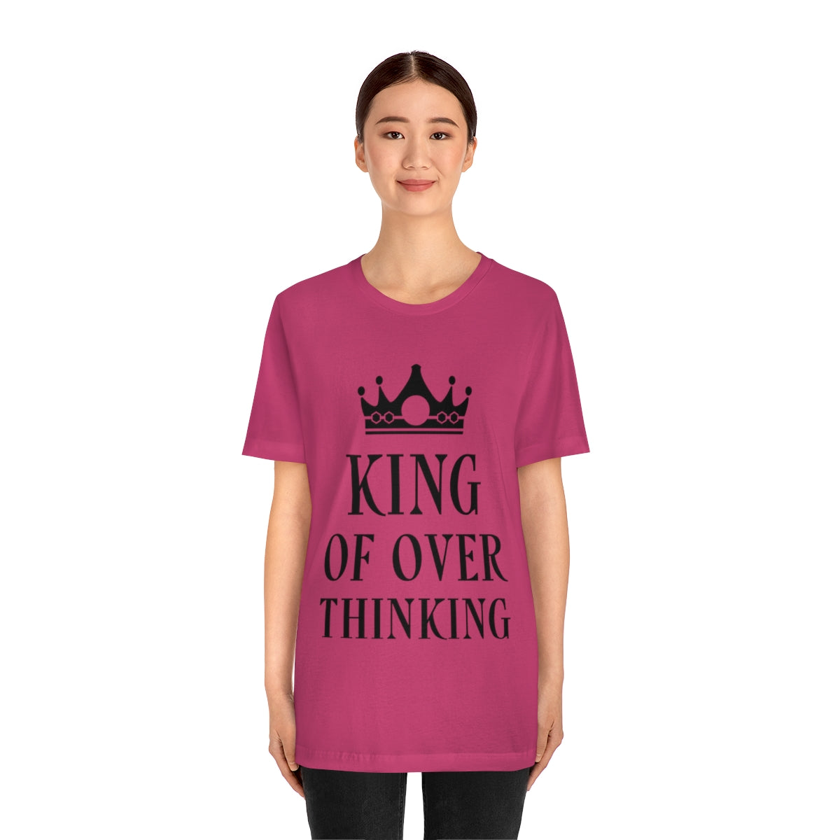 King of Overthinking Empowering Quotes Black Text Unisex Jersey Short Sleeve T-Shirt Ichaku [Perfect Gifts Selection]