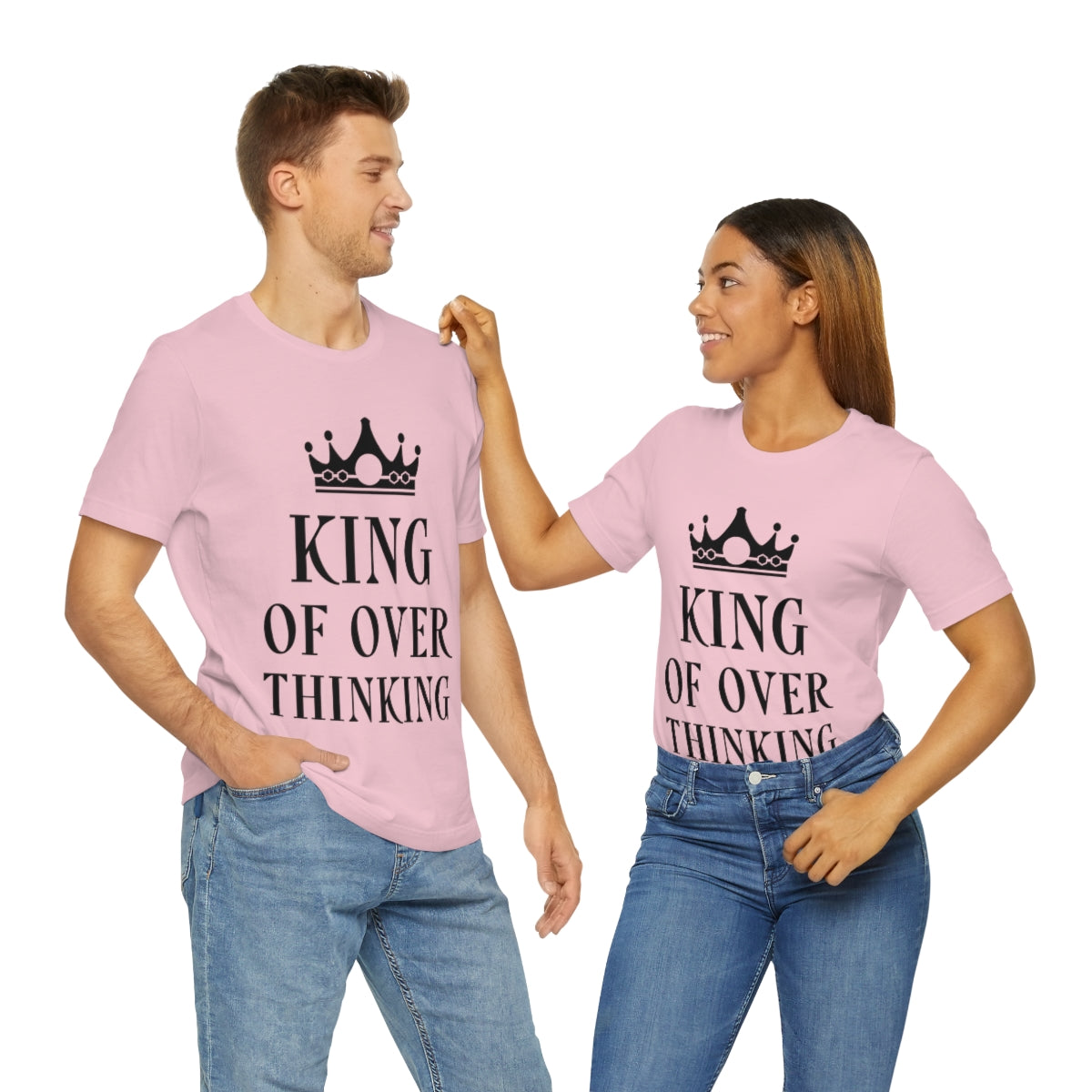 King of Overthinking Empowering Quotes Black Text Unisex Jersey Short Sleeve T-Shirt Ichaku [Perfect Gifts Selection]