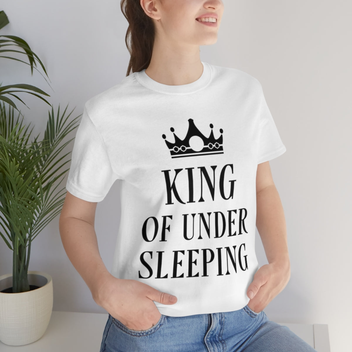 King of Undersleeping Sleep Humor Quotes Unisex Jersey Short Sleeve T-Shirt Ichaku [Perfect Gifts Selection]