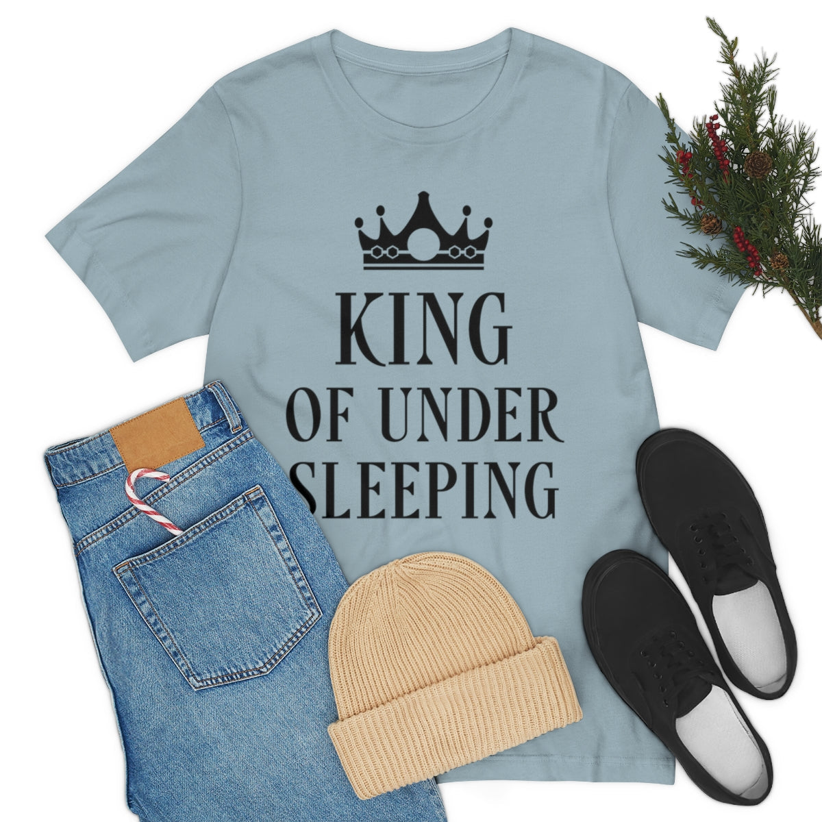 King of Undersleeping Sleep Humor Quotes Unisex Jersey Short Sleeve T-Shirt Ichaku [Perfect Gifts Selection]