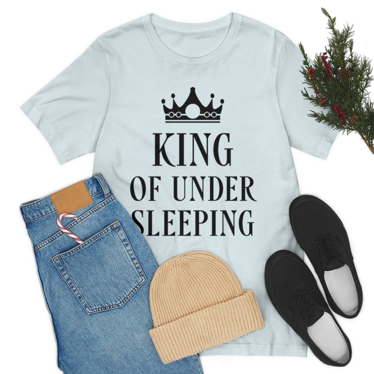 King of Undersleeping Sleep Humor Quotes Unisex Jersey Short Sleeve T-Shirt Ichaku [Perfect Gifts Selection]