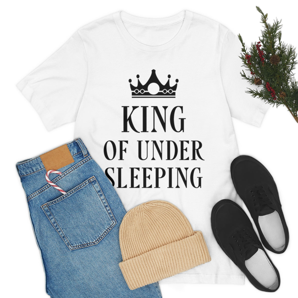 King of Undersleeping Sleep Humor Quotes Unisex Jersey Short Sleeve T-Shirt Ichaku [Perfect Gifts Selection]