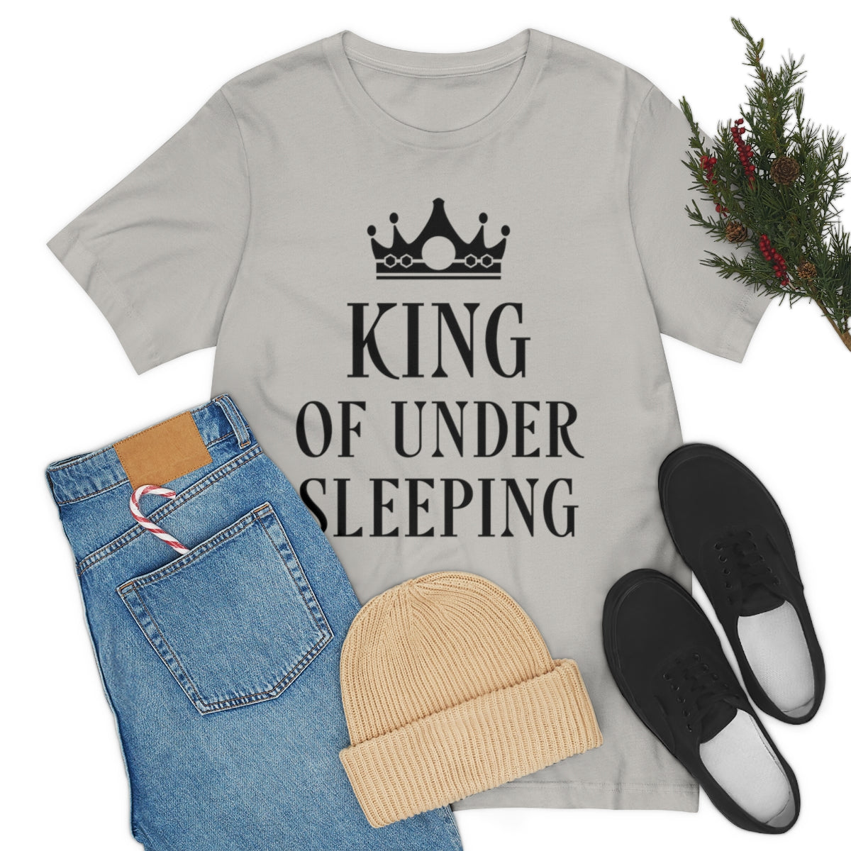 King of Undersleeping Sleep Humor Quotes Unisex Jersey Short Sleeve T-Shirt Ichaku [Perfect Gifts Selection]