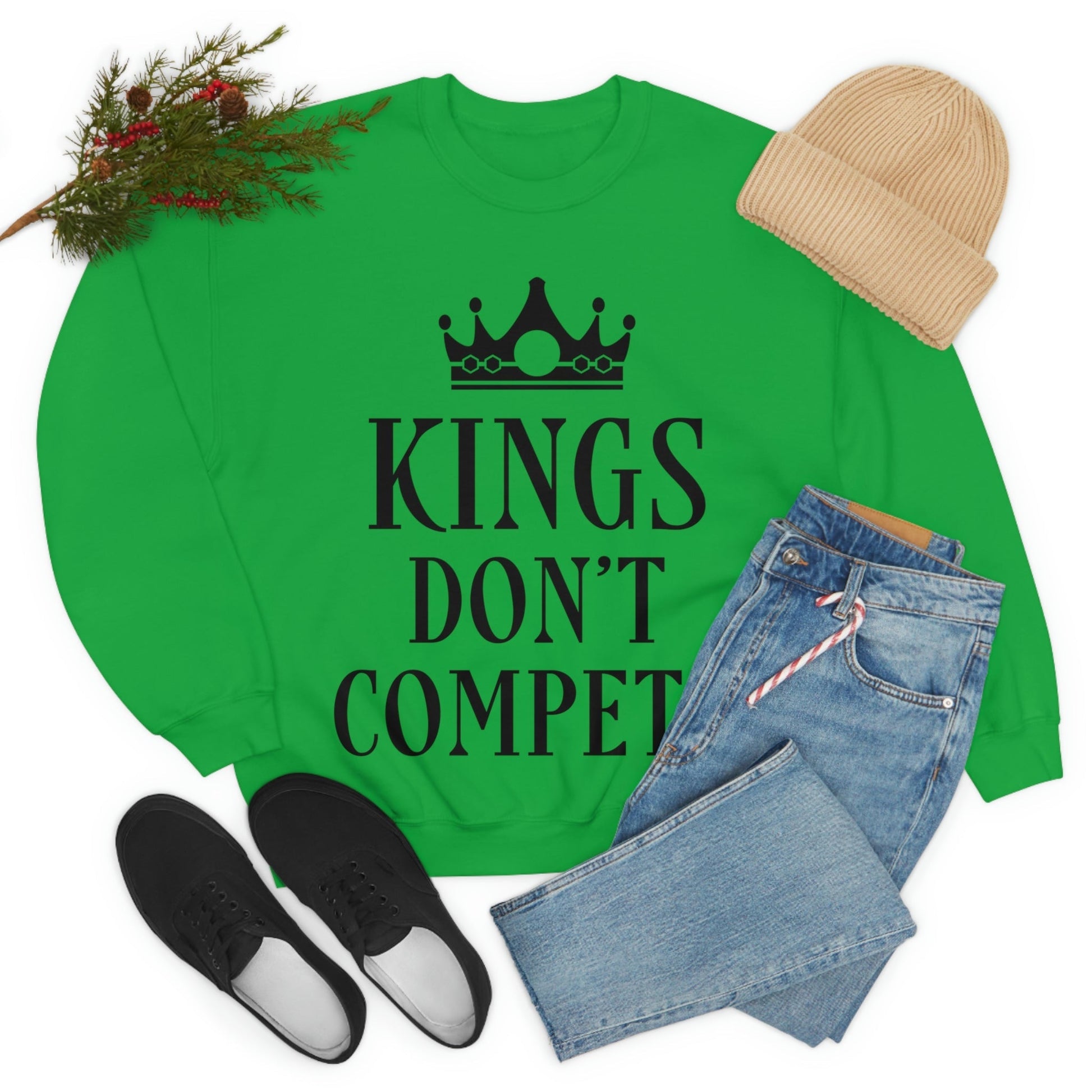 Kings Don`t Compete Empowering Quotes Unisex Heavy Blend™ Crewneck Sweatshirt Ichaku [Perfect Gifts Selection]