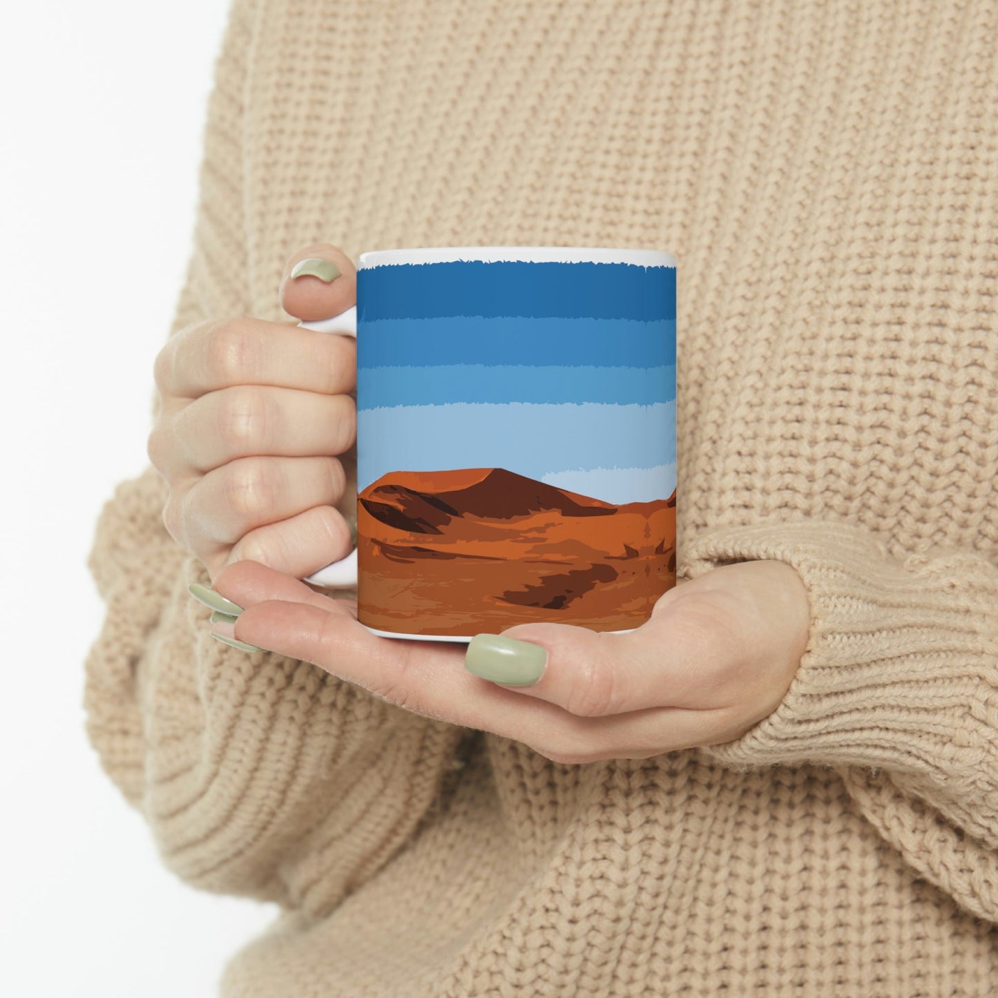 Landscape Desert Orange Sand Abstract Nature Modern Art Aesthetics Ceramic Mug 11oz Ichaku [Perfect Gifts Selection]