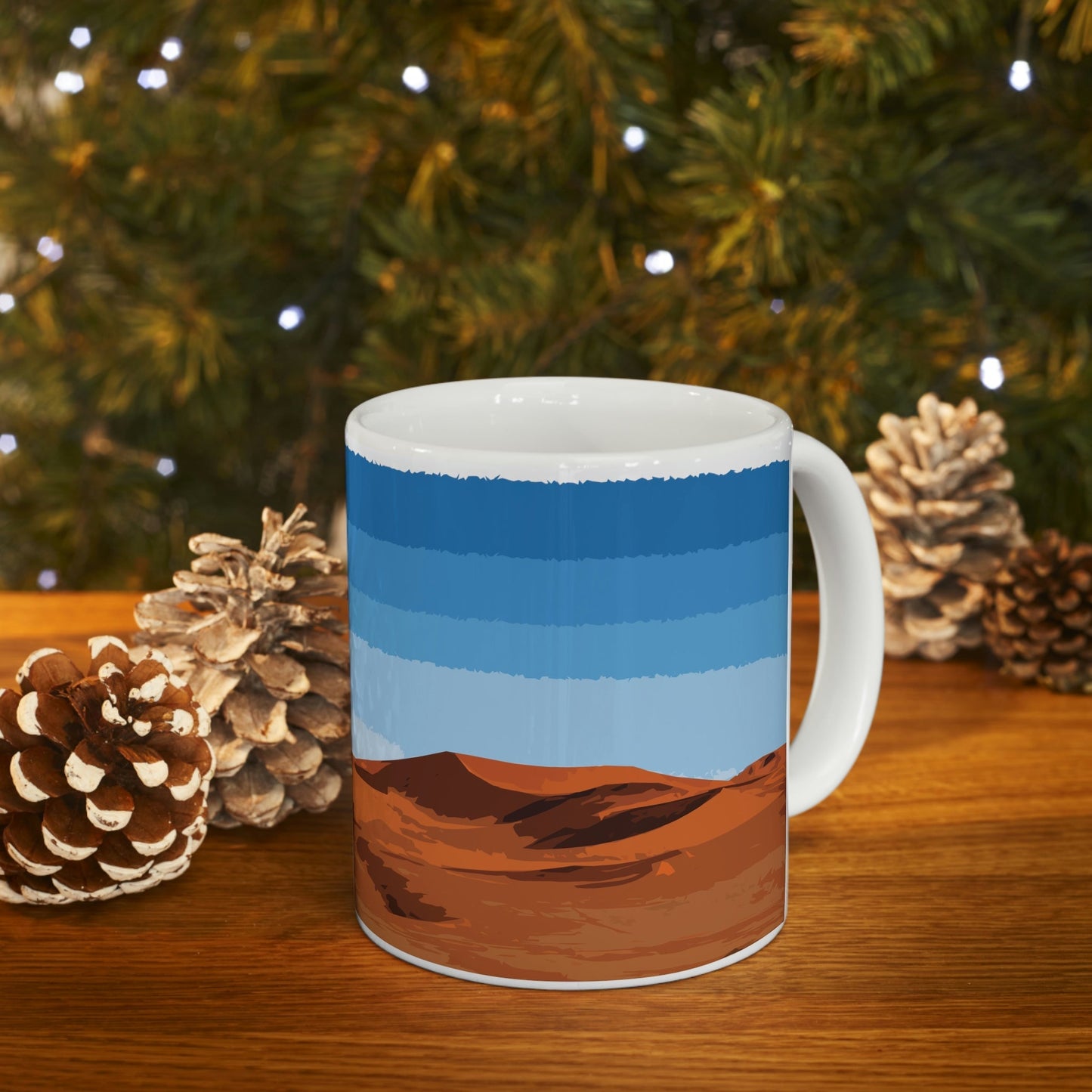 Landscape Desert Orange Sand Abstract Nature Modern Art Aesthetics Ceramic Mug 11oz Ichaku [Perfect Gifts Selection]