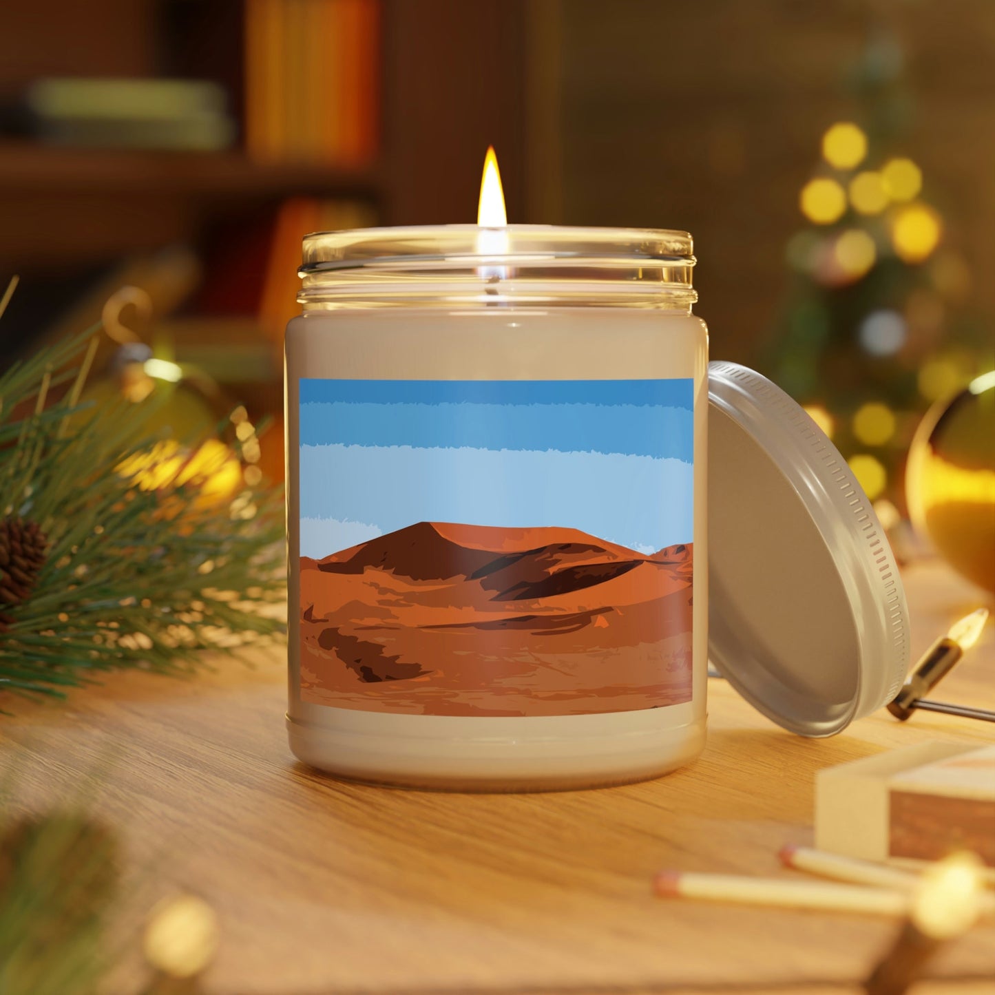 Landscape Desert Orange Sand Abstract Nature Modern Art Aesthetics Scented Candle Up to 60hSoy Wax 9oz Ichaku [Perfect Gifts Selection]