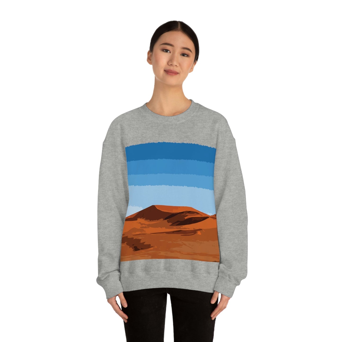 Landscape Desert Orange Sand Abstract Nature Modern Art Aesthetics Unisex Heavy Blend™ Crewneck Sweatshirt Ichaku [Perfect Gifts Selection]